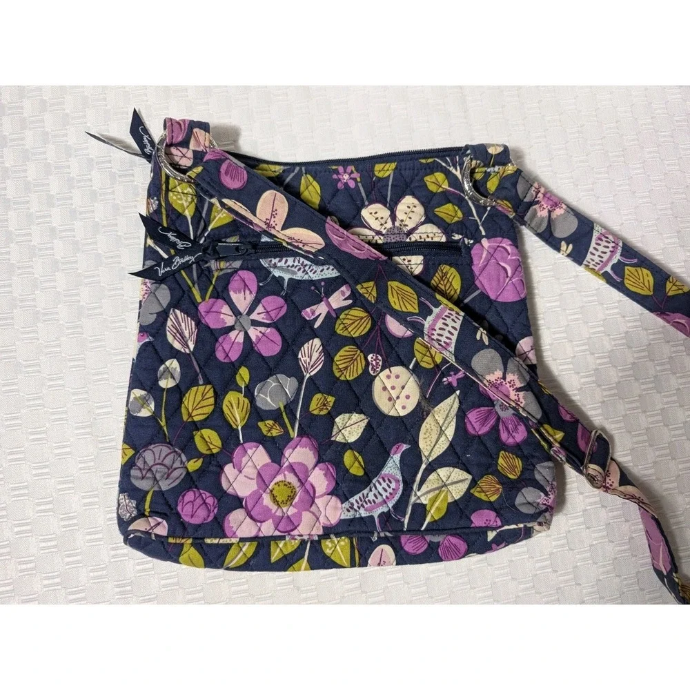 Vera Bradley Floral Nightingale Purple Crossbody Hipster Bag Beach Summer